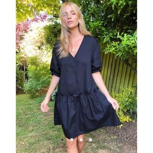 NWT Black Cotton Drop Waist Dress